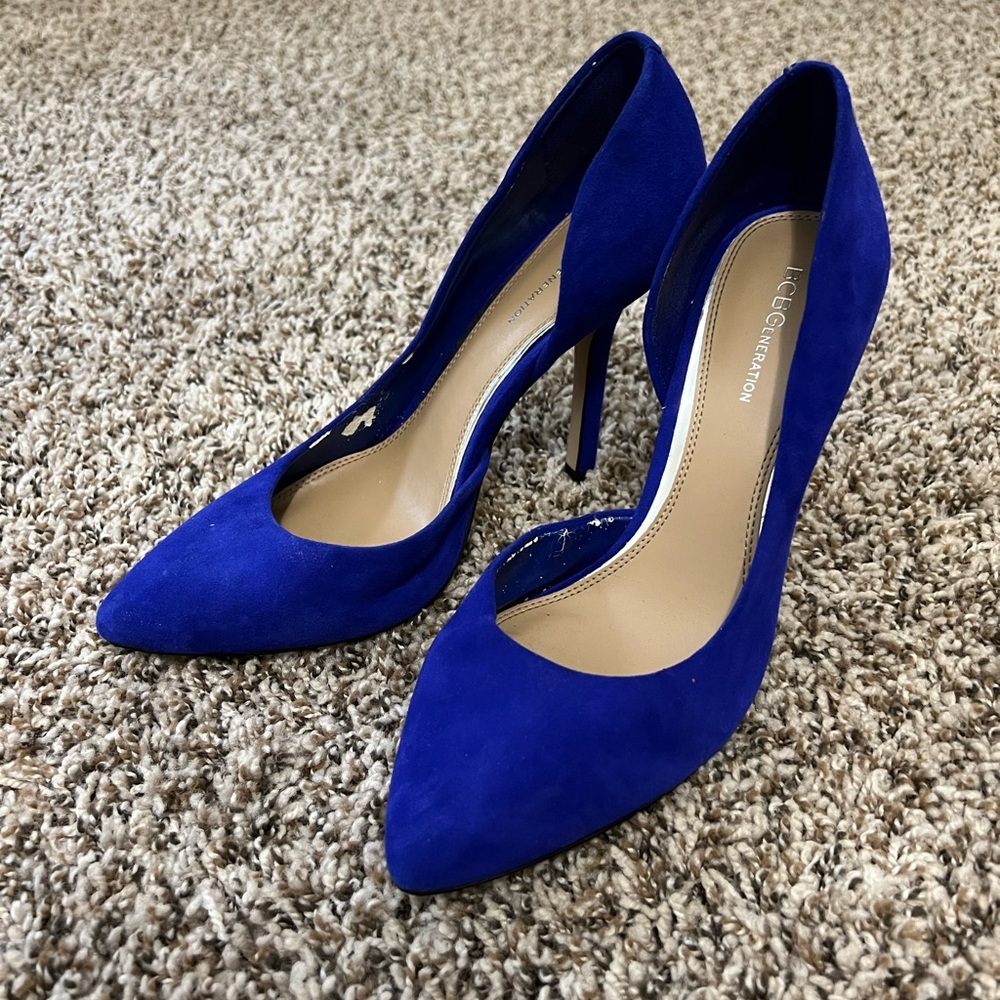BCBG Blue Suede Heels